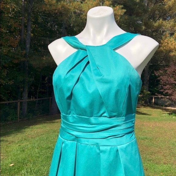 David’s Bridal crossed neck gathered waist pleated lined dress NWT size 8 - Picture 3 of 9